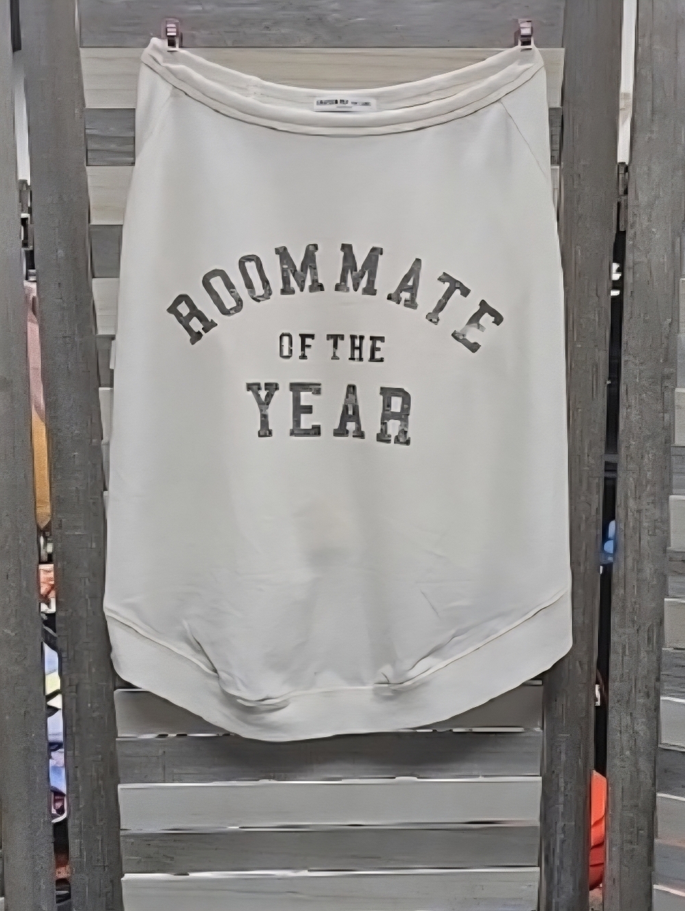 Cream "Roommate of the Year" Dog Sweatshirt - Casual Crewneck | Large